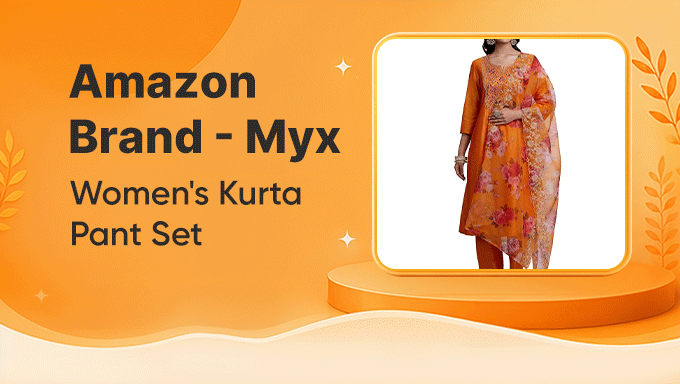 Myx Women's Kurta Set | Flat 54% Off on Embroidered Kurta Pant Set