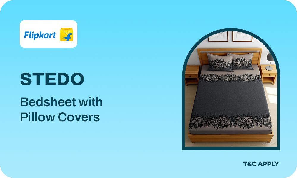 250 TC Cotton Fitted Bedsheet with 2 Pillow Covers