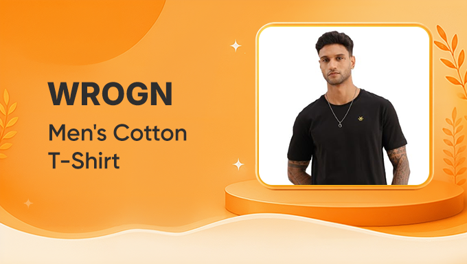 WROGN Men’s Cotton T-Shirt | 49% Off on Solid Slim-Fit T-Shirt