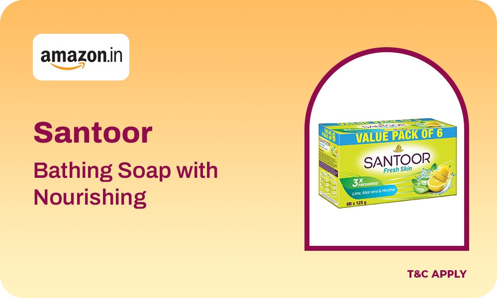 Santoor Fresh Skin Aloe Vera & Lime Bathing Soap – Pack of 6