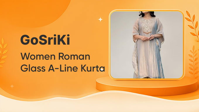 GoSriKi | Women Roman Glass A-Line Kurta