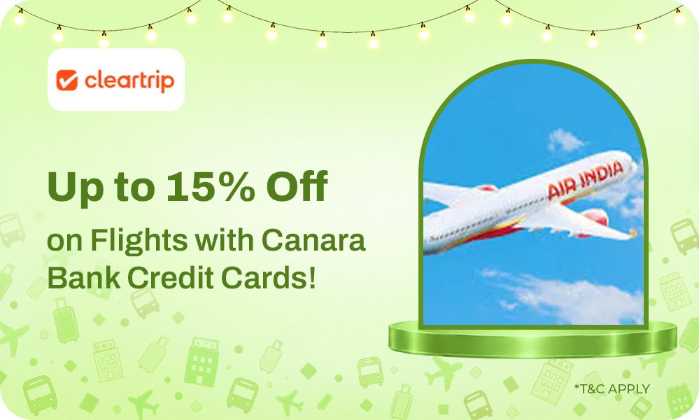 Flat 15% OFF On Domestic Flights With Canara Bank