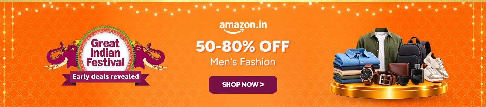 Amazon GREAT INDIAN FESTIVAL Offers on Men's Fashion
